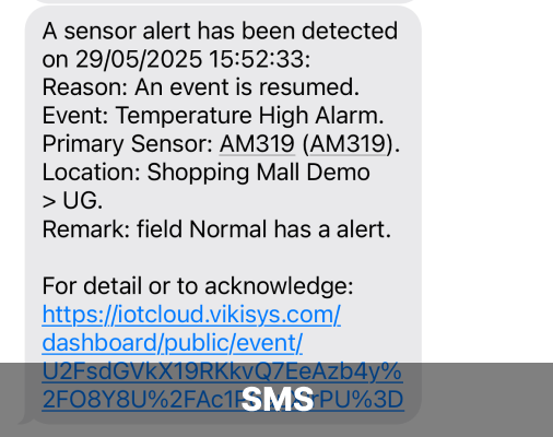 手機收到的水浸警報 SMS